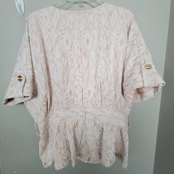 BADGLEY MISCHKA Pink Cinched Waist Animal Print Blazer 14 - Picture 4 of 4